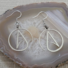 Load image into Gallery viewer, Atheist Earrings, Atheism Long Dangle Drop Earrings, Stainless Steel Charms
