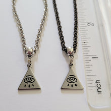 Load image into Gallery viewer, All Seeing Eye Necklace, Your Choice of Gunmetal or Silver Rolo Chain, Mens Illuminati Jewelry