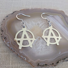 Load image into Gallery viewer, Anarchy Earrings, Dangle Drop Earrings, Anarchist Jewelry