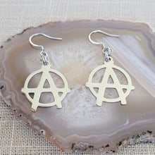 Load image into Gallery viewer, Anarchy Earrings, Dangle Drop Earrings, Anarchist Jewelry