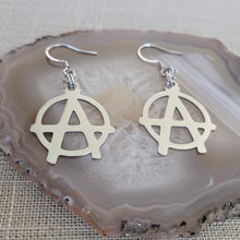 Load image into Gallery viewer, Anarchy Earrings, Dangle Drop Earrings, Anarchist Jewelry