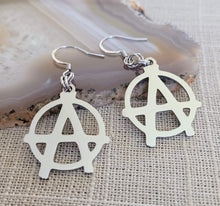 Load image into Gallery viewer, Anarchy Earrings, Dangle Drop Earrings, Anarchist Jewelry