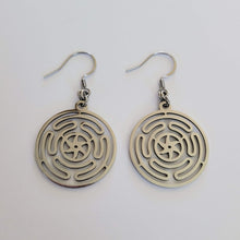 Load image into Gallery viewer, Wheel of Hecate Earrings, Dangle Drop Earrings, HP Lovecraft Jewelry