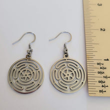 Load image into Gallery viewer, Wheel of Hecate Earrings, Dangle Drop Earrings, HP Lovecraft Jewelry