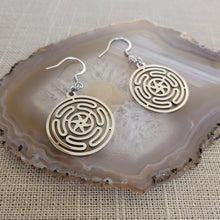 Load image into Gallery viewer, Wheel of Hecate Earrings, Dangle Drop Earrings, HP Lovecraft Jewelry