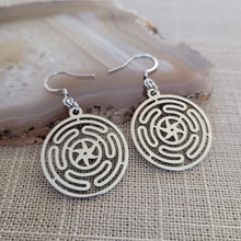 Load image into Gallery viewer, Wheel of Hecate Earrings, Dangle Drop Earrings, HP Lovecraft Jewelry