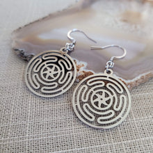 Load image into Gallery viewer, Wheel of Hecate Earrings, Dangle Drop Earrings, HP Lovecraft Jewelry