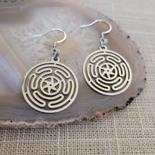 Load image into Gallery viewer, Wheel of Hecate Earrings, Dangle Drop Earrings, HP Lovecraft Jewelry