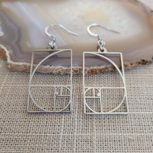 Load image into Gallery viewer, Fibonacci Earrings - Silver Golden Ration Dangle Drop Earrings