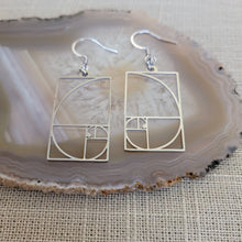 Load image into Gallery viewer, Fibonacci Earrings - Silver Golden Ration Dangle Drop Earrings