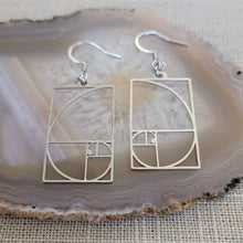 Load image into Gallery viewer, Fibonacci Earrings - Silver Golden Ration Dangle Drop Earrings