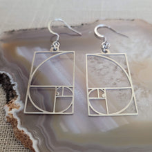 Load image into Gallery viewer, Fibonacci Earrings - Silver Golden Ration Dangle Drop Earrings