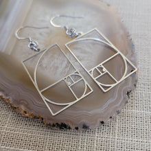 Load image into Gallery viewer, Fibonacci Earrings - Silver Golden Ration Dangle Drop Earrings