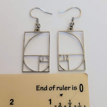 Load image into Gallery viewer, Fibonacci Earrings - Silver Golden Ration Dangle Drop Earrings