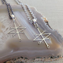 Load image into Gallery viewer, Sigil of Azazel Necklace, Your Choice of Gunmetal or Silver Rolo Chain, Supernatural Jewelry