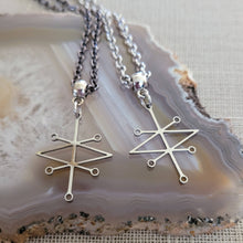 Load image into Gallery viewer, Sigil of Azazel Necklace, Your Choice of Gunmetal or Silver Rolo Chain, Supernatural Jewelry