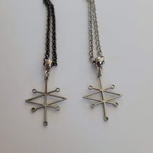 Load image into Gallery viewer, Sigil of Azazel Necklace, Your Choice of Gunmetal or Silver Rolo Chain, Supernatural Jewelry