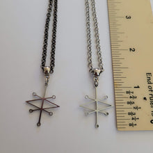 Load image into Gallery viewer, Sigil of Azazel Necklace, Your Choice of Gunmetal or Silver Rolo Chain, Supernatural Jewelry