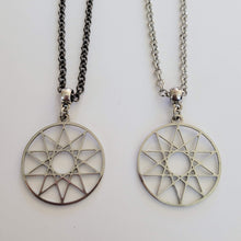 Load image into Gallery viewer, Decagram Necklace, Your Choice of Gunmetal or Silver Rolo Chain, Mens Jewelry