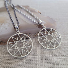 Load image into Gallery viewer, Decagram Necklace, Your Choice of Gunmetal or Silver Rolo Chain, Mens Jewelry