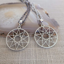 Load image into Gallery viewer, Decagram Necklace, Your Choice of Gunmetal or Silver Rolo Chain, Mens Jewelry