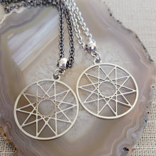 Load image into Gallery viewer, Decagram Necklace, Your Choice of Gunmetal or Silver Rolo Chain, Mens Jewelry