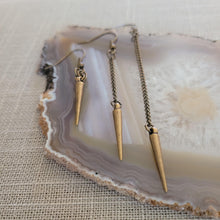 Load image into Gallery viewer, Bronze Spike Earrings  - Your Choice of Three Lengths - Long Dangle Chain Earrings