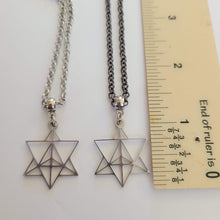 Load image into Gallery viewer, Merkaba Necklace, Your Choice of Gunmetal or Silver Rolo Chain, Mens Minimalist Jewelry