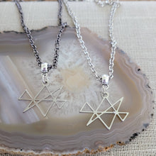 Load image into Gallery viewer, Midas Star Necklace, Your Choice of Gunmetal or Silver Rolo Chain, Reiki Jewelry