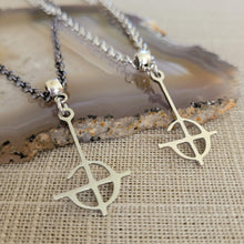 Load image into Gallery viewer, Grucifix Cross Necklace, Your Choice of Gunmetal or Silver Rolo Chain, Imperator Ghost BC Jewelry