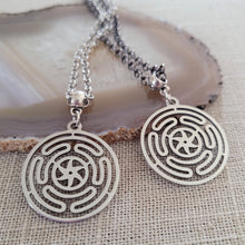 Load image into Gallery viewer, Hecate Wheel Necklace, Your Choice of Gunmetal or Silver Rolo Chain, Mens Jewelry