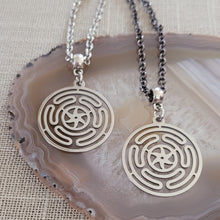 Load image into Gallery viewer, Hecate Wheel Necklace, Your Choice of Gunmetal or Silver Rolo Chain, Mens Jewelry