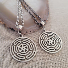 Load image into Gallery viewer, Hecate Wheel Necklace, Your Choice of Gunmetal or Silver Rolo Chain, Mens Jewelry