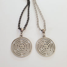 Load image into Gallery viewer, Hecate Wheel Necklace, Your Choice of Gunmetal or Silver Rolo Chain, Mens Jewelry