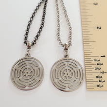 Load image into Gallery viewer, Hecate Wheel Necklace, Your Choice of Gunmetal or Silver Rolo Chain, Mens Jewelry