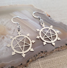Load image into Gallery viewer, Inverted Pentagram Earrings, 8 Pointed Star Dangle Drop Earrings,