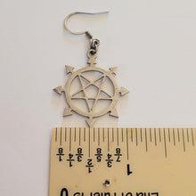 Load image into Gallery viewer, Inverted Pentagram Earrings, 8 Pointed Star Dangle Drop Earrings,