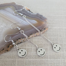 Load image into Gallery viewer, Smiley Face Necklace, Your Choice of Gunmetal or Silver Rolo Chain, Nineties Retro Jewelr