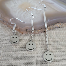 Load image into Gallery viewer, Smiley Face Necklace, Your Choice of Gunmetal or Silver Rolo Chain, Nineties Retro Jewelr