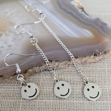 Load image into Gallery viewer, Smiley Face Necklace, Your Choice of Gunmetal or Silver Rolo Chain, Nineties Retro Jewelr