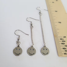 Load image into Gallery viewer, Smiley Face Necklace, Your Choice of Gunmetal or Silver Rolo Chain, Nineties Retro Jewelr