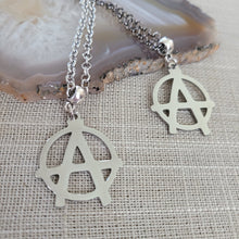 Load image into Gallery viewer, Anarchy Necklace, Your Choice of Gunmetal or Silver Rolo Chain, Jewelry for Anarchists