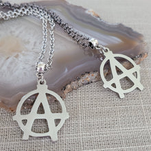 Load image into Gallery viewer, Anarchy Necklace, Your Choice of Gunmetal or Silver Rolo Chain, Jewelry for Anarchists
