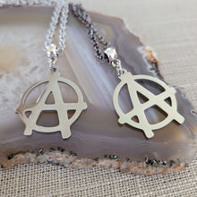 Load image into Gallery viewer, Anarchy Necklace, Your Choice of Gunmetal or Silver Rolo Chain, Jewelry for Anarchists