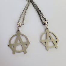 Load image into Gallery viewer, Anarchy Necklace, Your Choice of Gunmetal or Silver Rolo Chain, Jewelry for Anarchists
