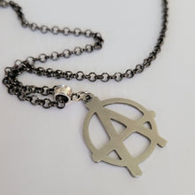Load image into Gallery viewer, Anarchy Necklace, Your Choice of Gunmetal or Silver Rolo Chain, Jewelry for Anarchists