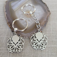 Load image into Gallery viewer, Cthulhu Keychain, HP Lovecraft, Backpack or Purse Charm, Zipper Pull, Stainless Steel Charm