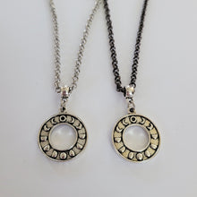 Load image into Gallery viewer, Moon Phase Necklace, Your Choice of Gunmetal or Silver Rolo Chain
