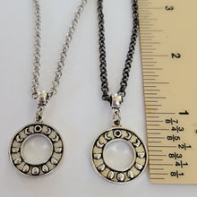 Load image into Gallery viewer, Moon Phase Necklace, Your Choice of Gunmetal or Silver Rolo Chain