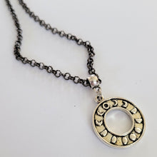 Load image into Gallery viewer, Moon Phase Necklace, Your Choice of Gunmetal or Silver Rolo Chain